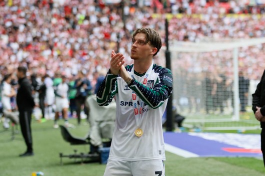 SAFC Player, Dennis Cirkin when they were promoted to the Premier League.