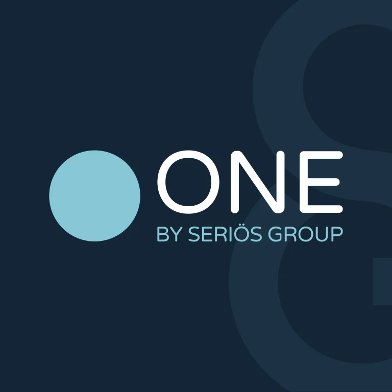 Seriös ONE logo on dark blue background