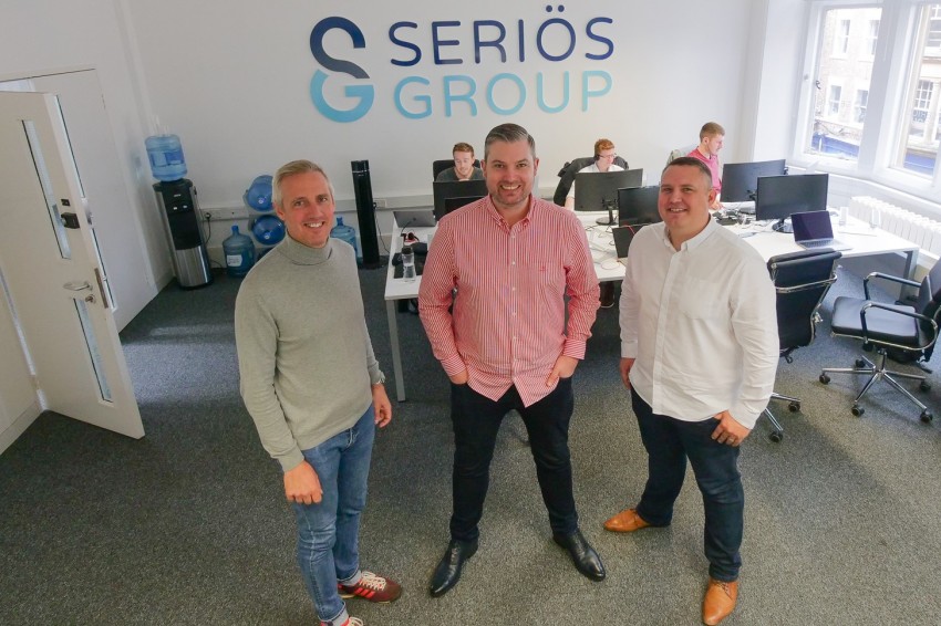Paul Davison, Lee Rorison, and Test Services Director David Milnes at Seriös Group’s office